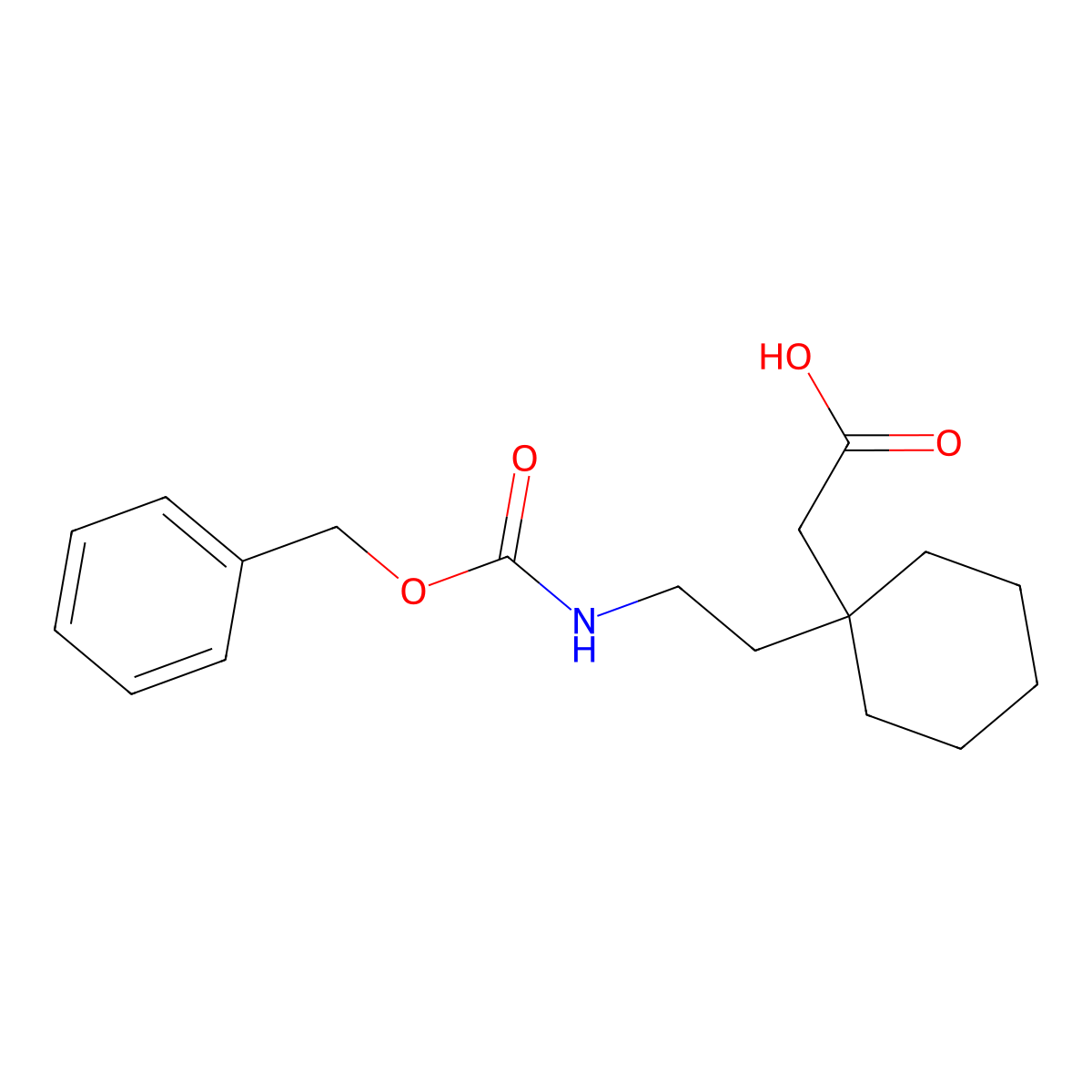 2-[1-(2-{[(Benzyloxy)carbonyl]amino}ethyl)cyclohexyl]acetic acid molecular structure, CAS 2580205-91-8