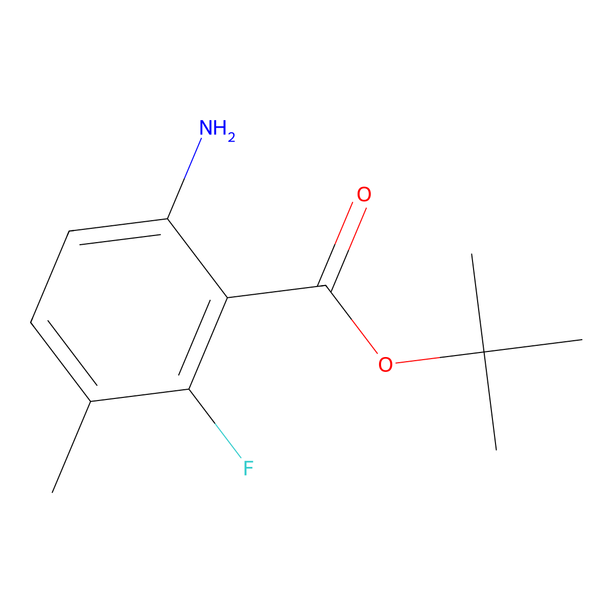 Tert-butyl 6-amino-2-fluoro-3-methylbenzoate molecular structure, CAS 2580205-97-4