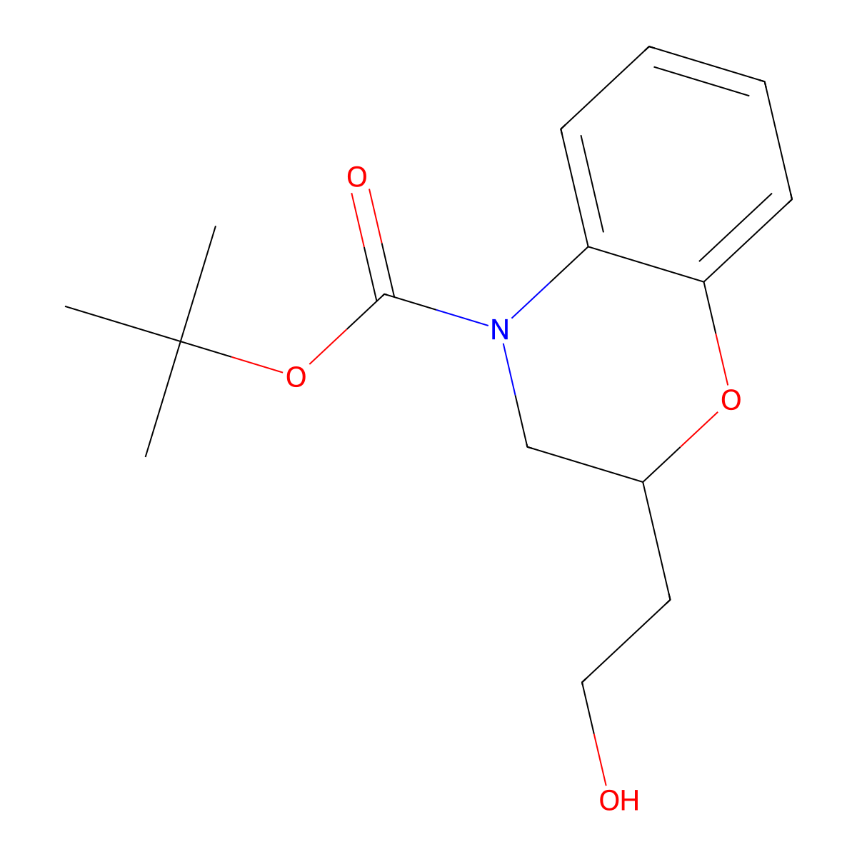 tert-butyl 2-(2-hydroxyethyl)-3,4-dihydro-2H-1,4-benzoxazine-4-carboxylate molecular structure, CAS 2580205-99-6