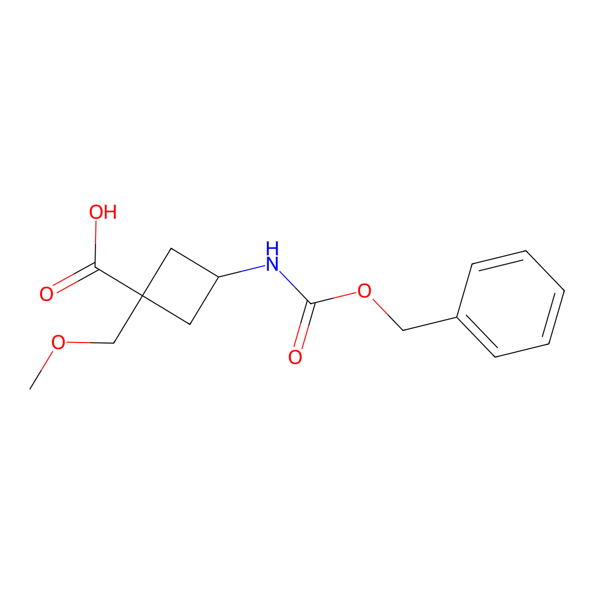 3-{[(Benzyloxy)carbonyl]amino}-1-(methoxymethyl)cyclobutane-1-carboxylic acid molecular structure, CAS 2580206-18-2