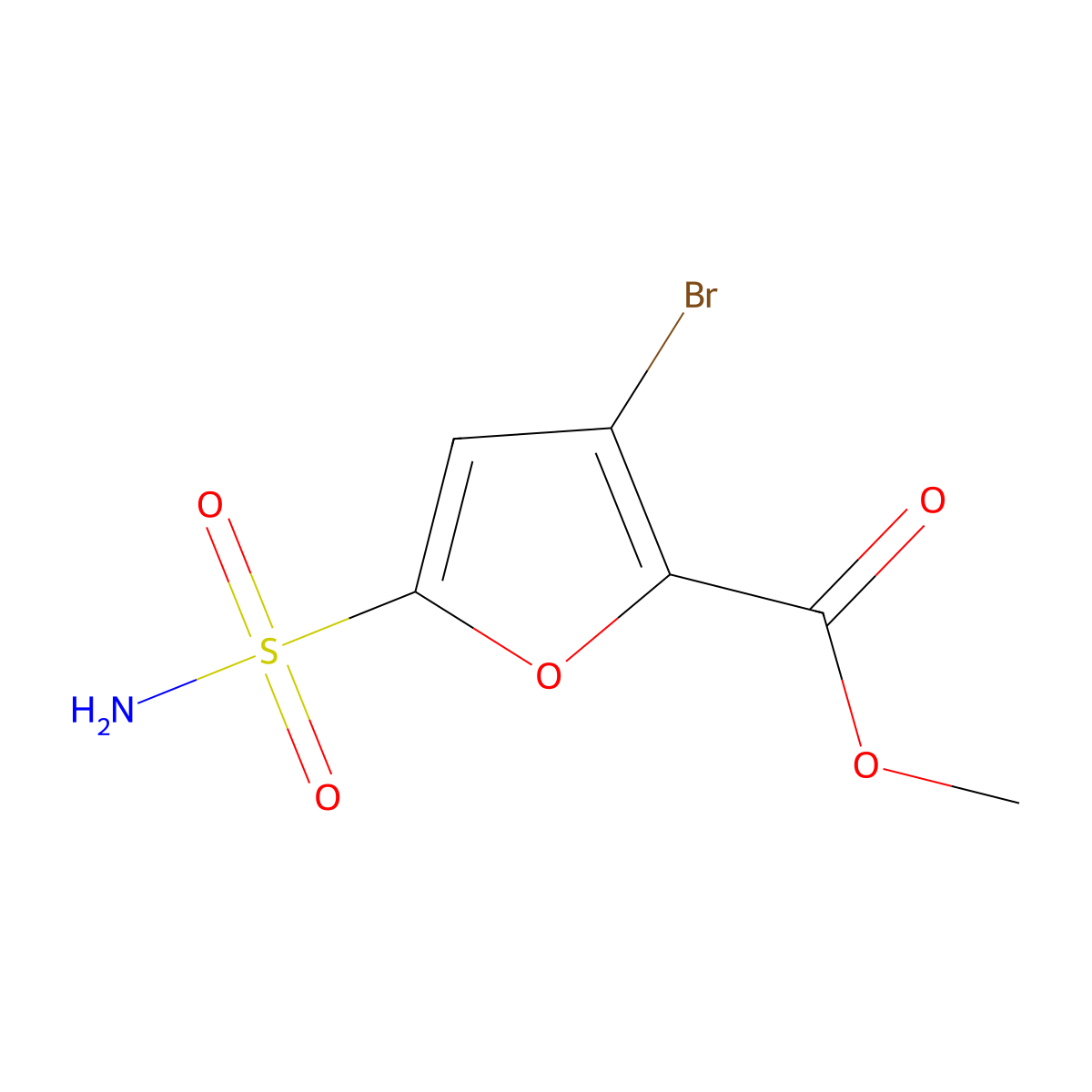 Methyl 3-bromo-5-sulfamoylfuran-2-carboxylate molecular structure, CAS 2580206-21-7