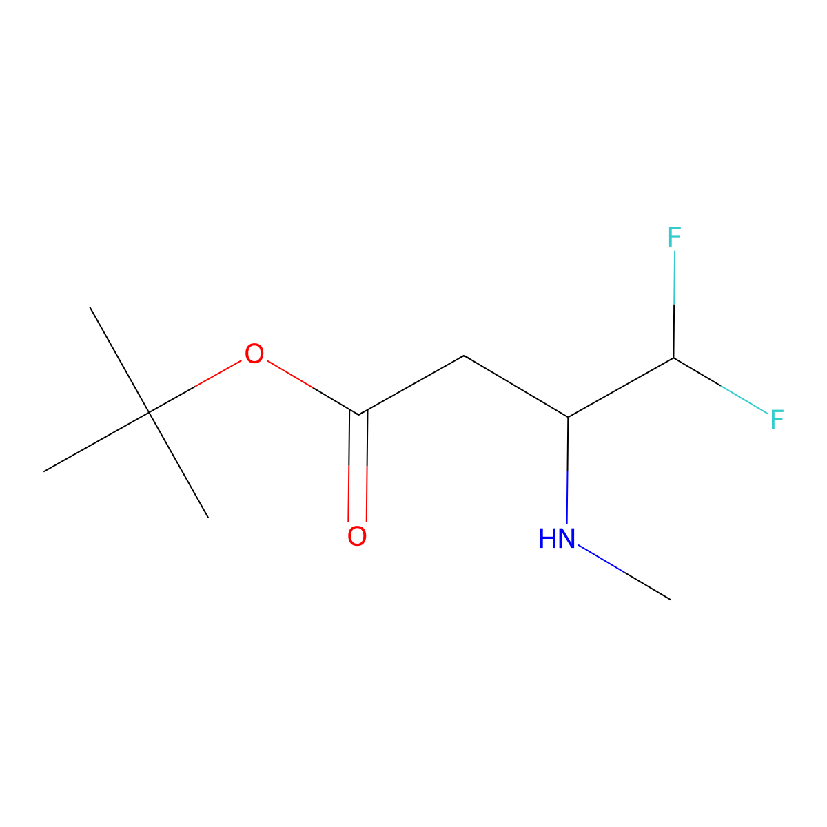 Tert-butyl 4,4-difluoro-3-(methylamino)butanoate molecular structure, CAS 2580206-24-0