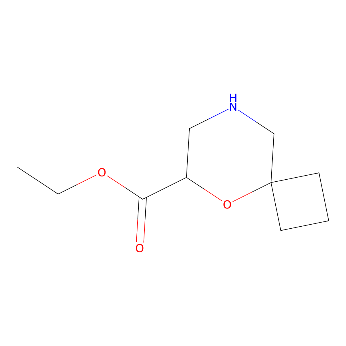 Ethyl 5-oxa-8-azaspiro[3.5]nonane-6-carboxylate molecular structure, CAS 2580206-31-9