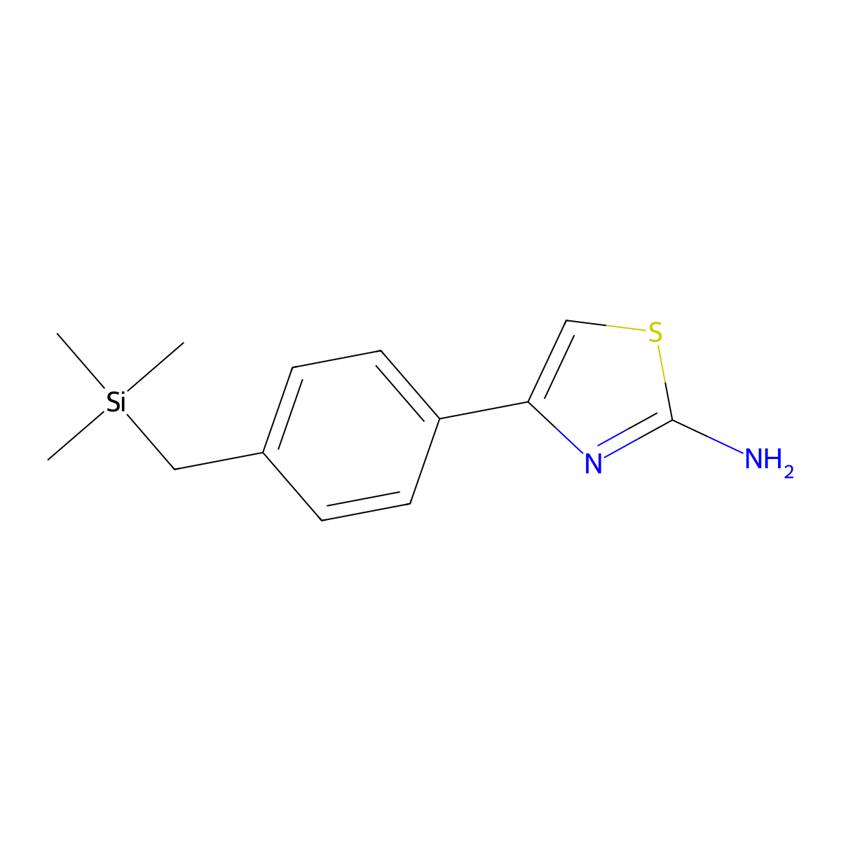 4-{4-[(Trimethylsilyl)methyl]phenyl}-1,3-thiazol-2-amine molecular structure, CAS 2580206-39-7
