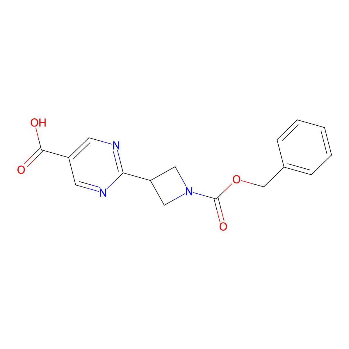 2-{1-[(Benzyloxy)carbonyl]azetidin-3-yl}pyrimidine-5-carboxylic acid molecular structure, CAS 2580206-43-3