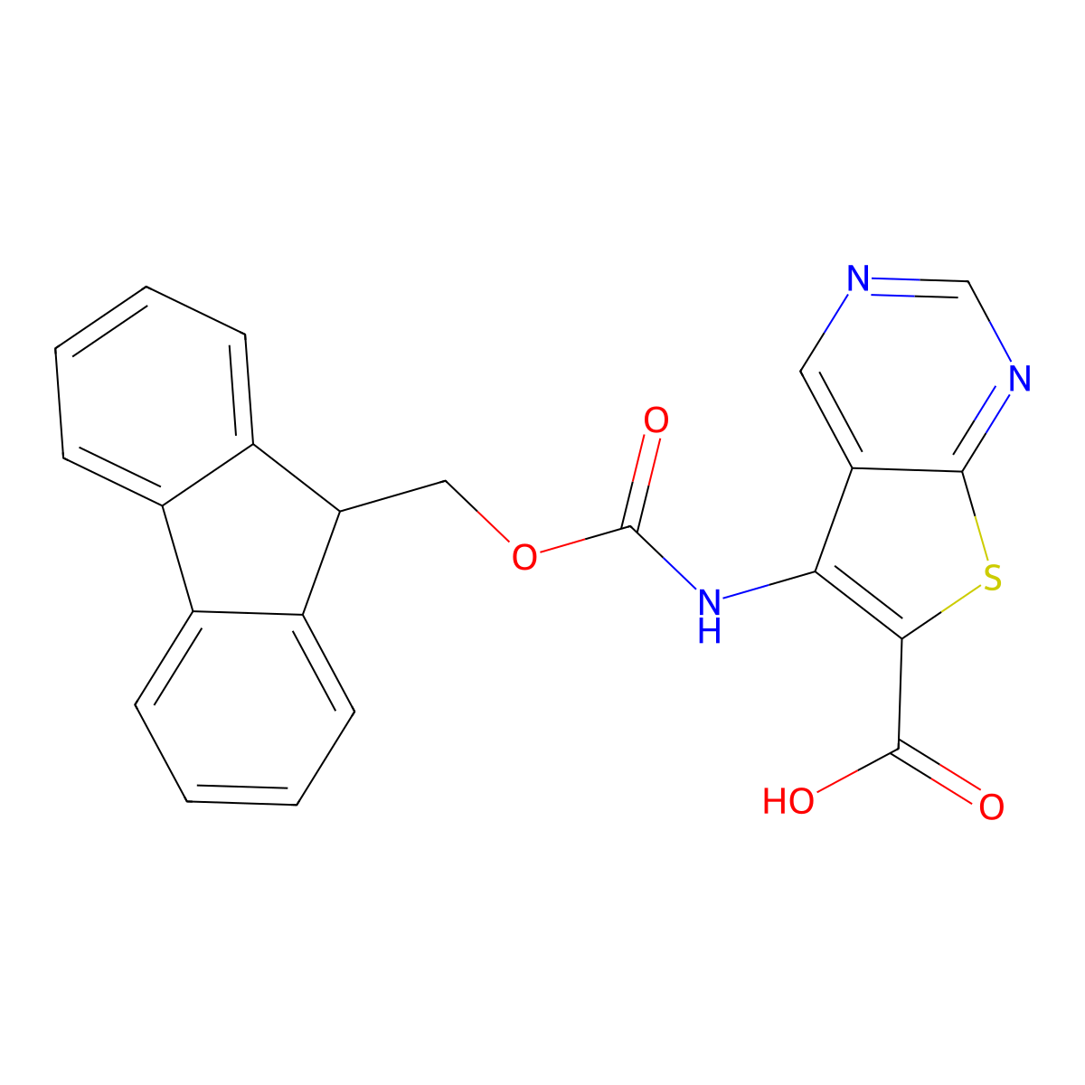 5-({[(9H-fluoren-9-yl)methoxy]carbonyl}amino)thieno[2,3-d]pyrimidine-6-carboxylic acid molecular structure, CAS 2580206-45-5