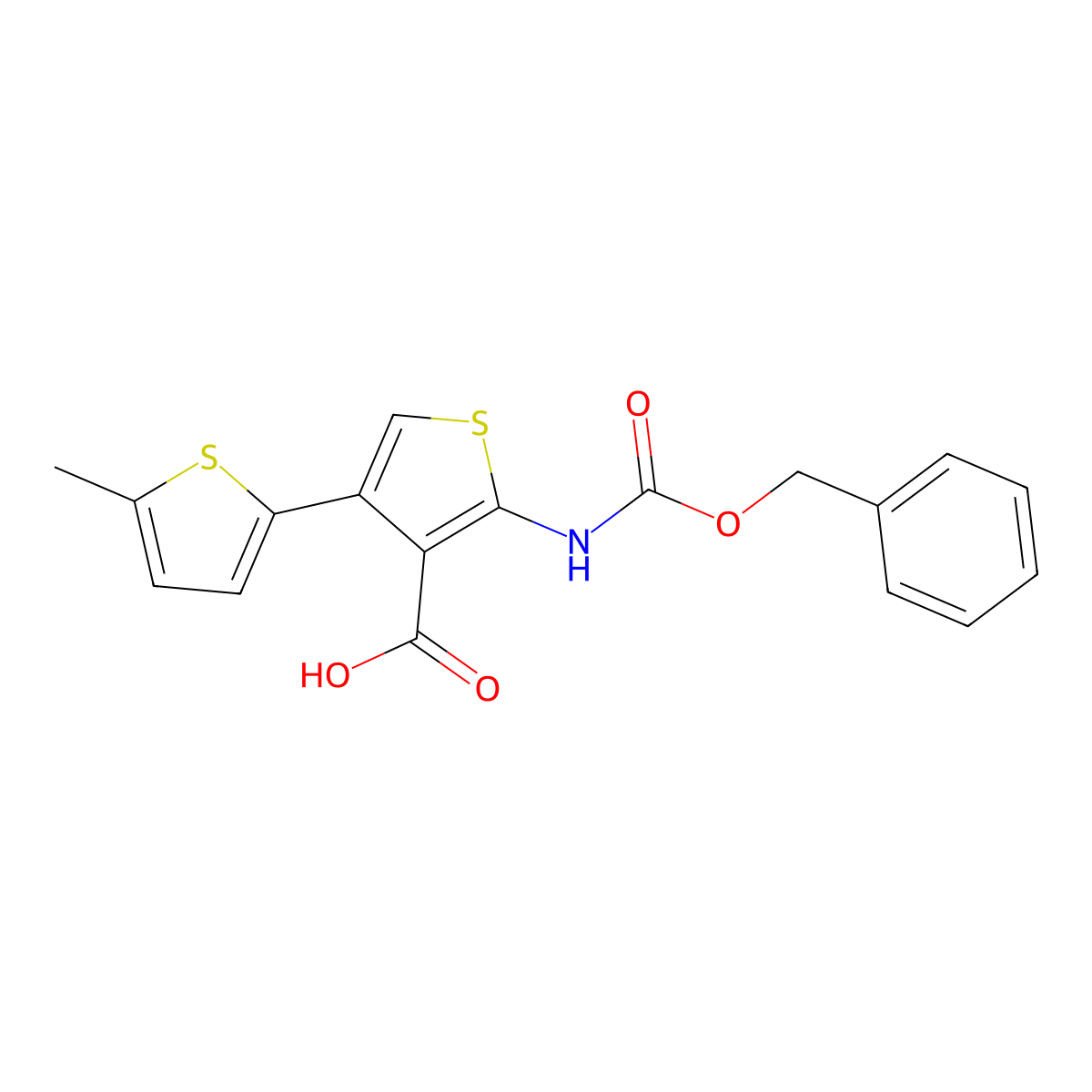 5'-{[(Benzyloxy)carbonyl]amino}-5-methyl-[2,3'-bithiophene]-4'-carboxylic acid molecular structure, CAS 2580206-58-0