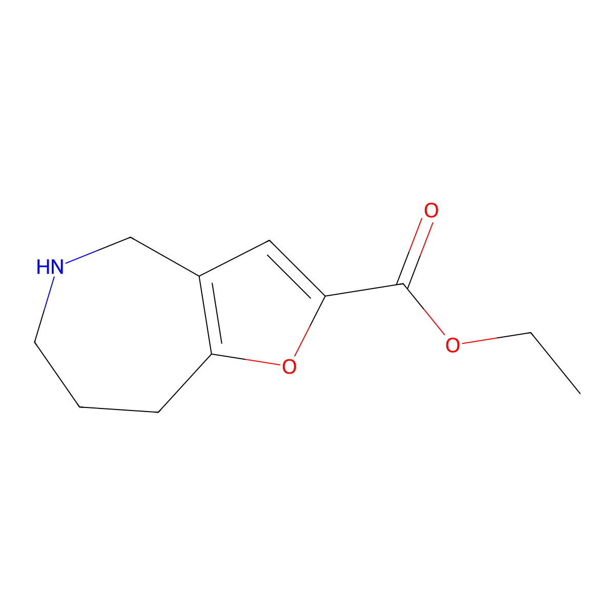ethyl 4H,5H,6H,7H,8H-furo[3,2-c]azepine-2-carboxylate molecular structure, CAS 2580206-59-1