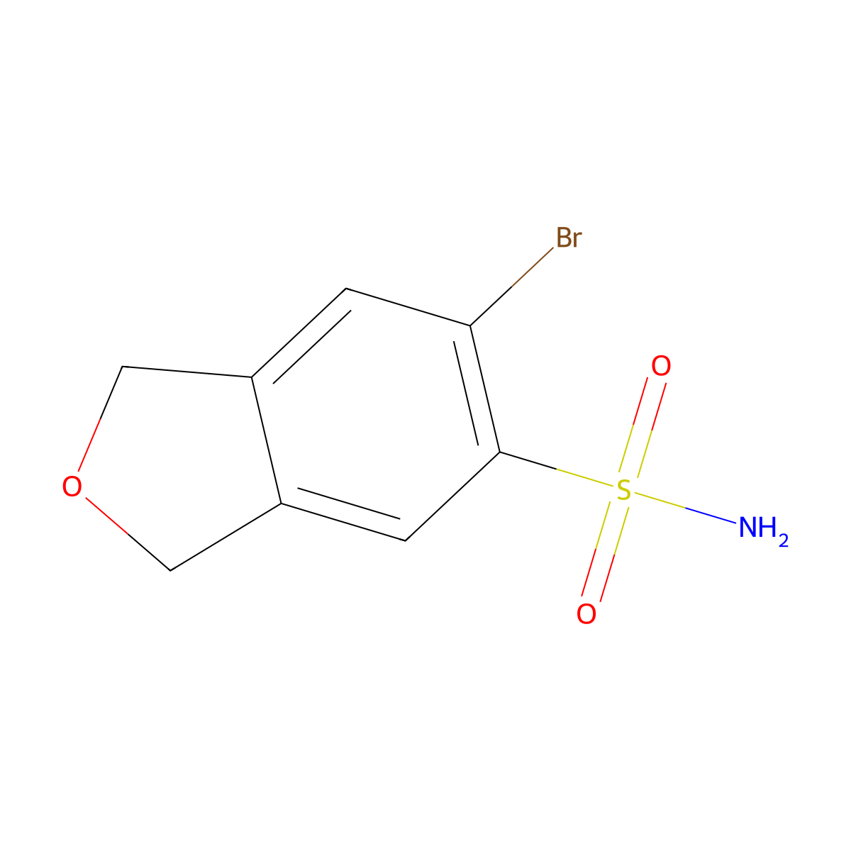 6-Bromo-1,3-dihydro-2-benzofuran-5-sulfonamide molecular structure, CAS 2580206-60-4