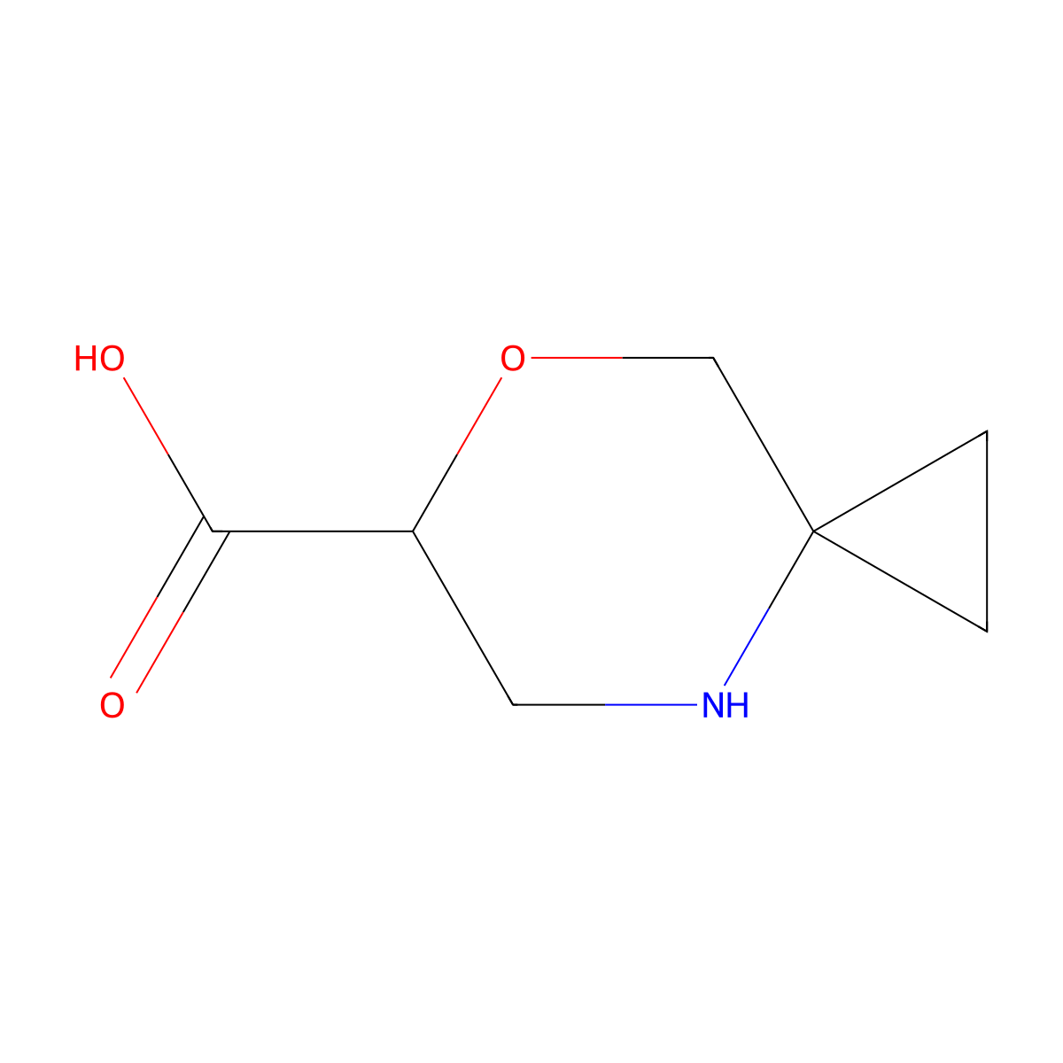 7-Oxa-4-azaspiro[2.5]octane-6-carboxylic acid molecular structure, CAS 2580206-73-9