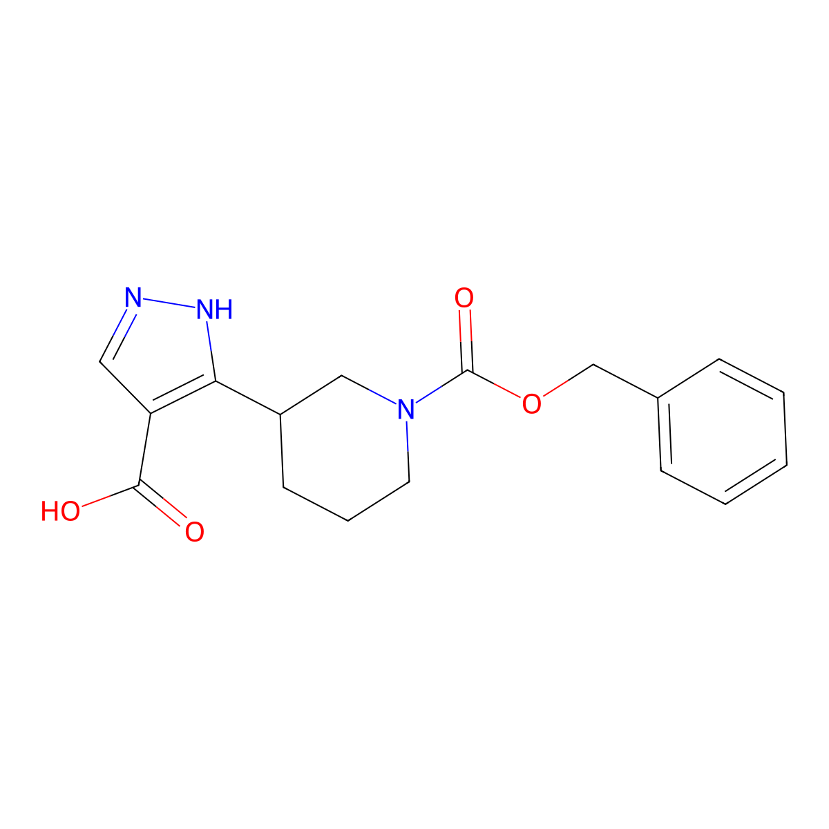 3-{1-[(benzyloxy)carbonyl]piperidin-3-yl}-1H-pyrazole-4-carboxylic acid molecular structure, CAS 2580206-78-4