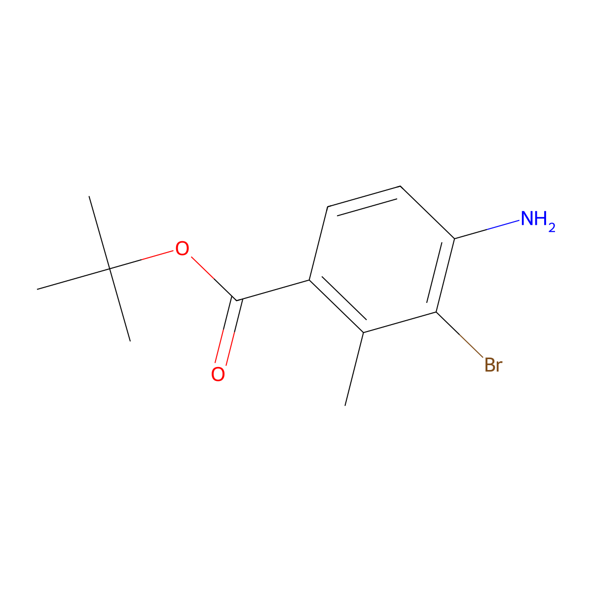 Tert-butyl 4-amino-3-bromo-2-methylbenzoate molecular structure, CAS 2580206-80-8
