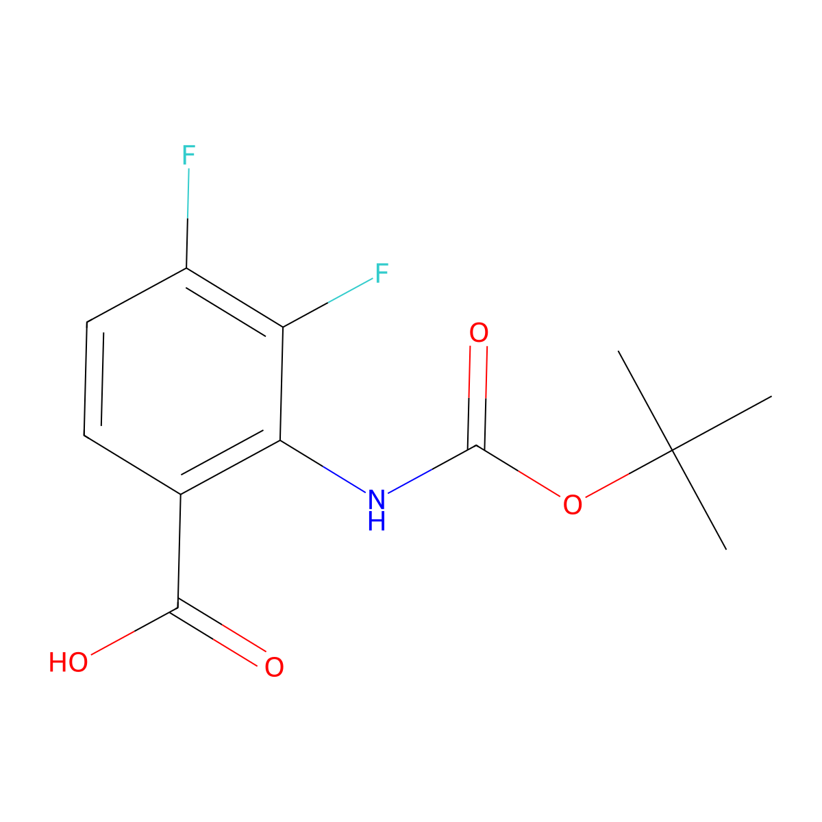 2-{[(Tert-butoxy)carbonyl]amino}-3,4-difluorobenzoic acid molecular structure, CAS 2580206-82-0