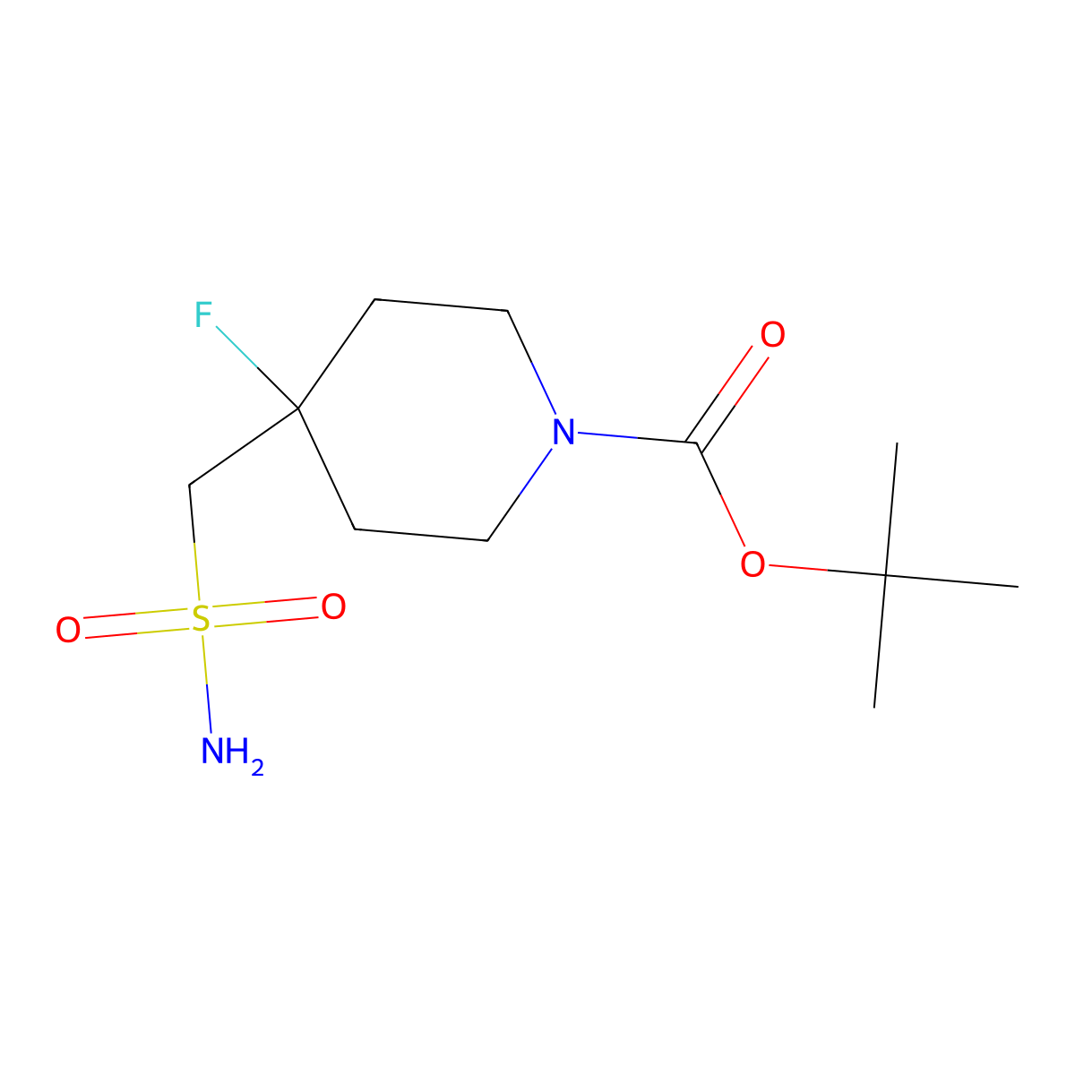 Tert-butyl 4-fluoro-4-(sulfamoylmethyl)piperidine-1-carboxylate molecular structure, CAS 2580206-85-3