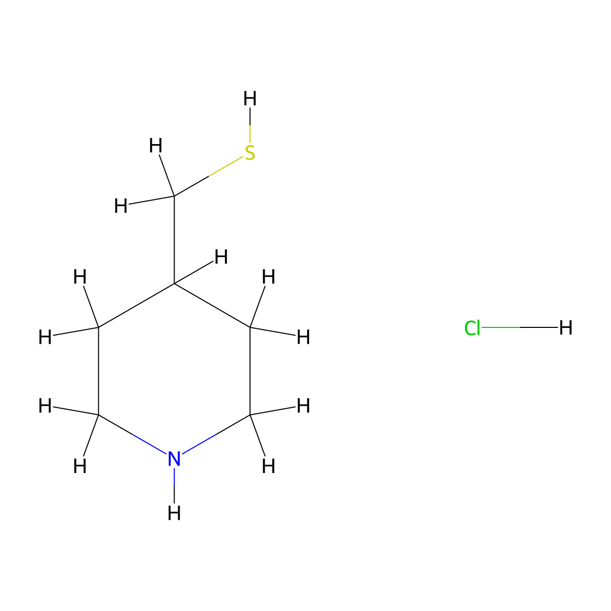 piperidin-4-ylmethanethiol HCl molecular structure, CAS 2580206-87-5