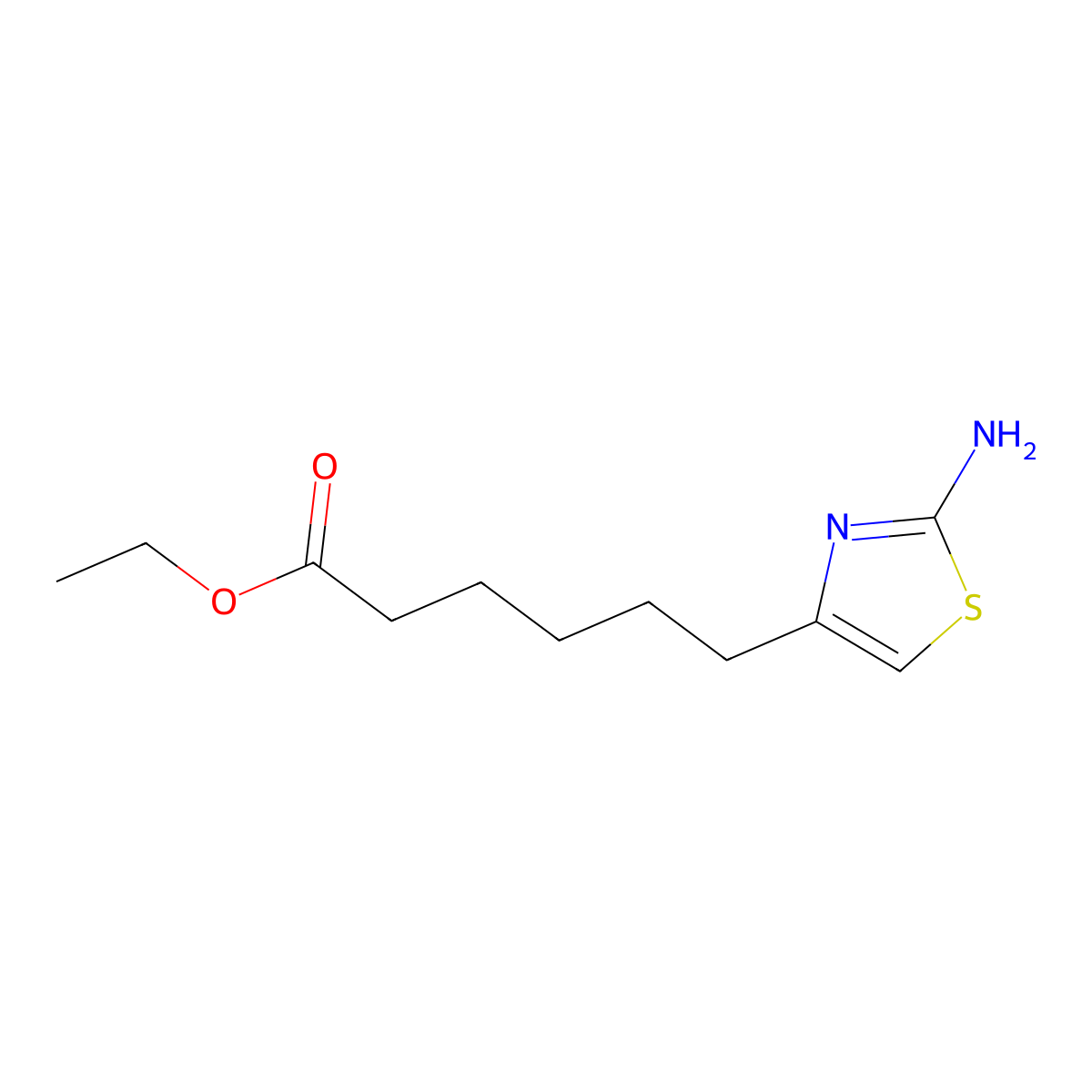 Ethyl 6-(2-amino-1,3-thiazol-4-yl)hexanoate molecular structure, CAS 2580206-97-7