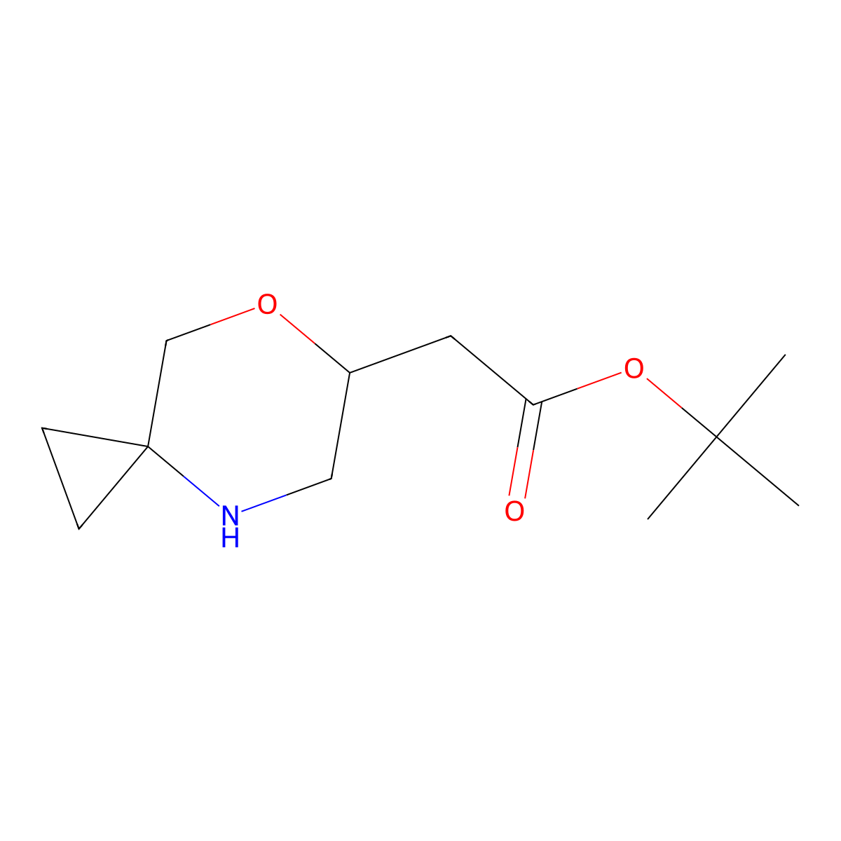 Tert-butyl 2-{7-oxa-4-azaspiro[2.5]octan-6-yl}acetate molecular structure, CAS 2580207-02-7