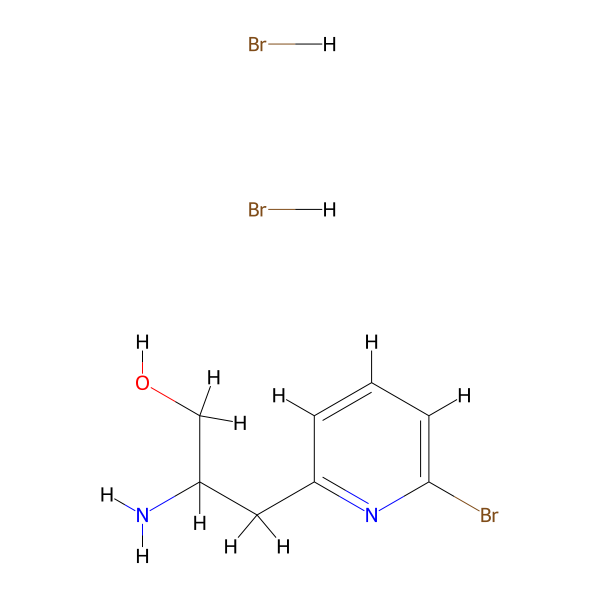 2-Amino-3-(6-bromopyridin-2-yl)propan-1-ol dihydrobromide molecular structure, CAS 2580207-06-1