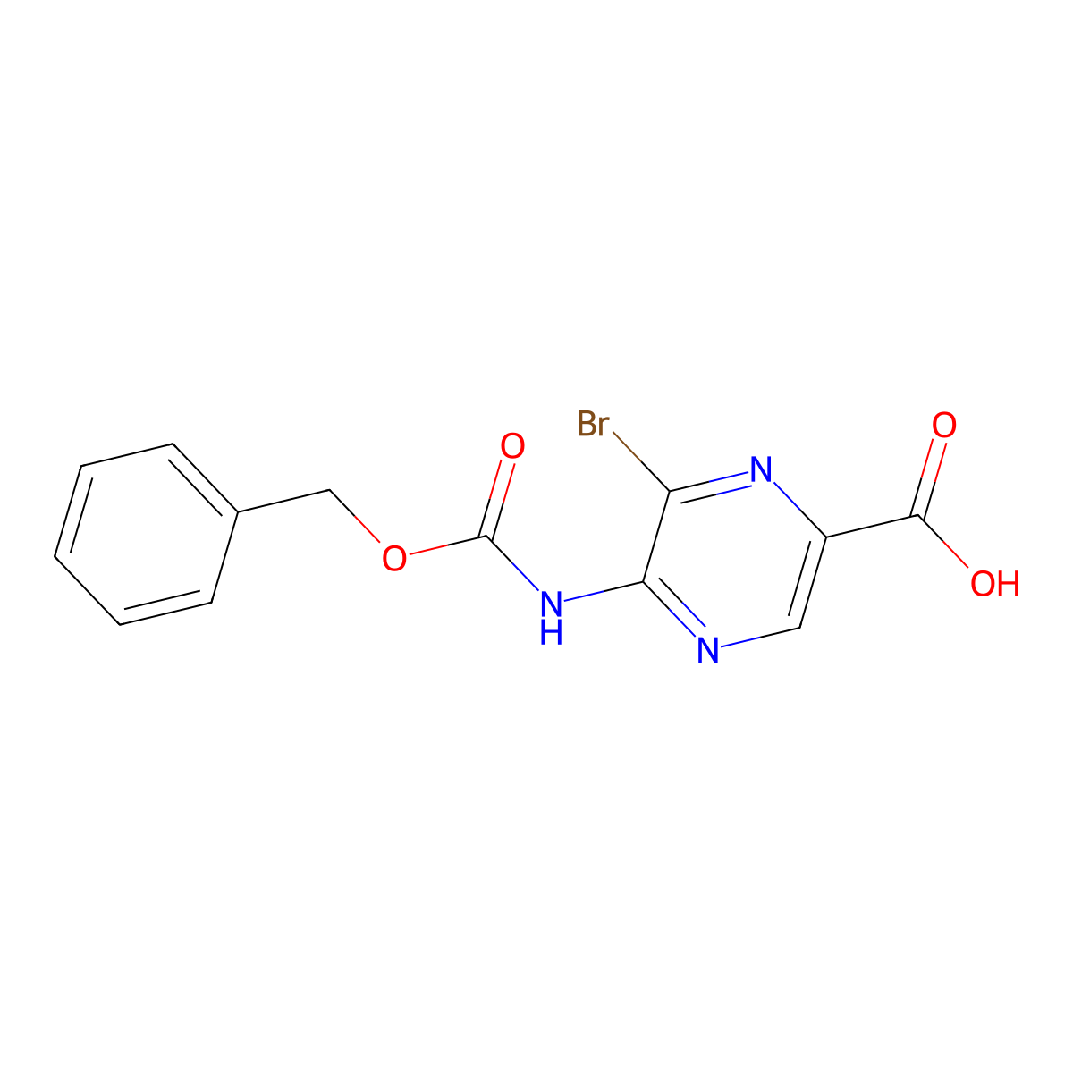 5-{[(Benzyloxy)carbonyl]amino}-6-bromopyrazine-2-carboxylic acid molecular structure, CAS 2580207-14-1