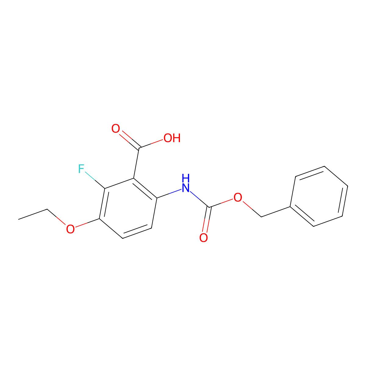 6-{[(Benzyloxy)carbonyl]amino}-3-ethoxy-2-fluorobenzoic acid molecular structure, CAS 2580207-21-0