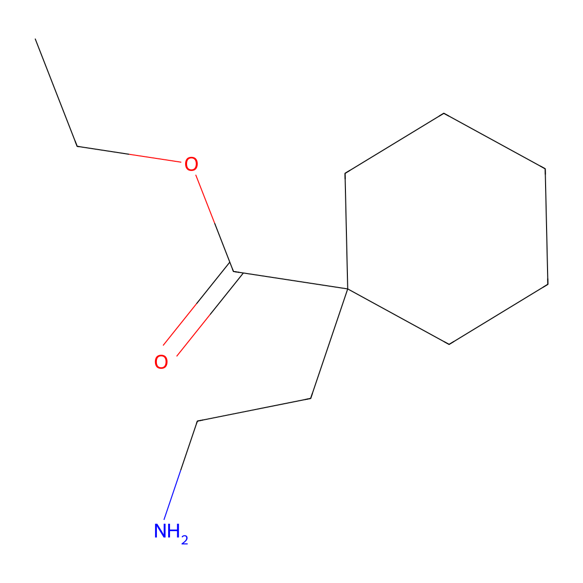 Ethyl 1-(2-aminoethyl)cyclohexane-1-carboxylate molecular structure, CAS 2580207-33-4