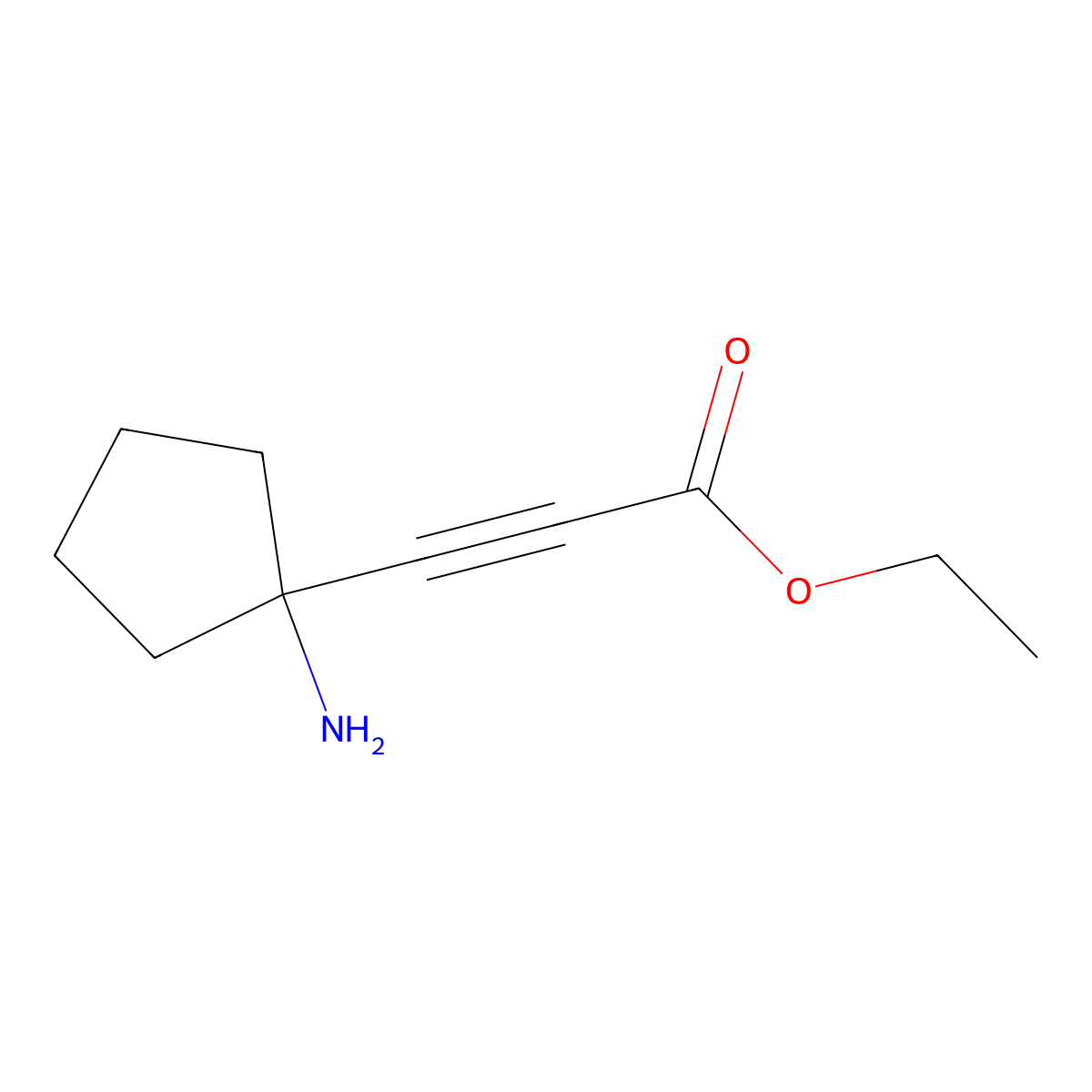 Ethyl 3-(1-aminocyclopentyl)prop-2-ynoate molecular structure, CAS 2580207-39-0