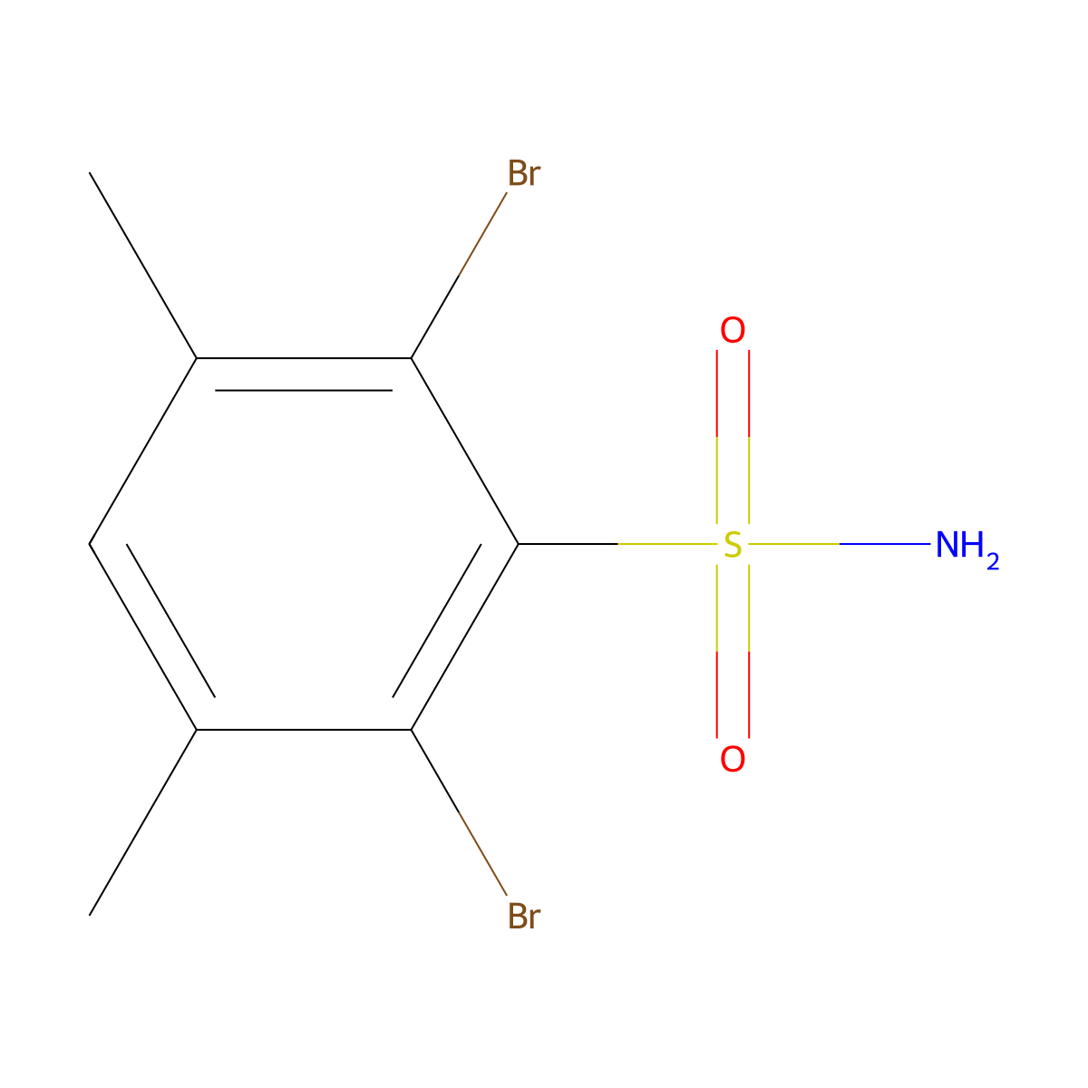 2,6-Dibromo-3,5-dimethylbenzene-1-sulfonamide molecular structure, CAS 2580207-44-7
