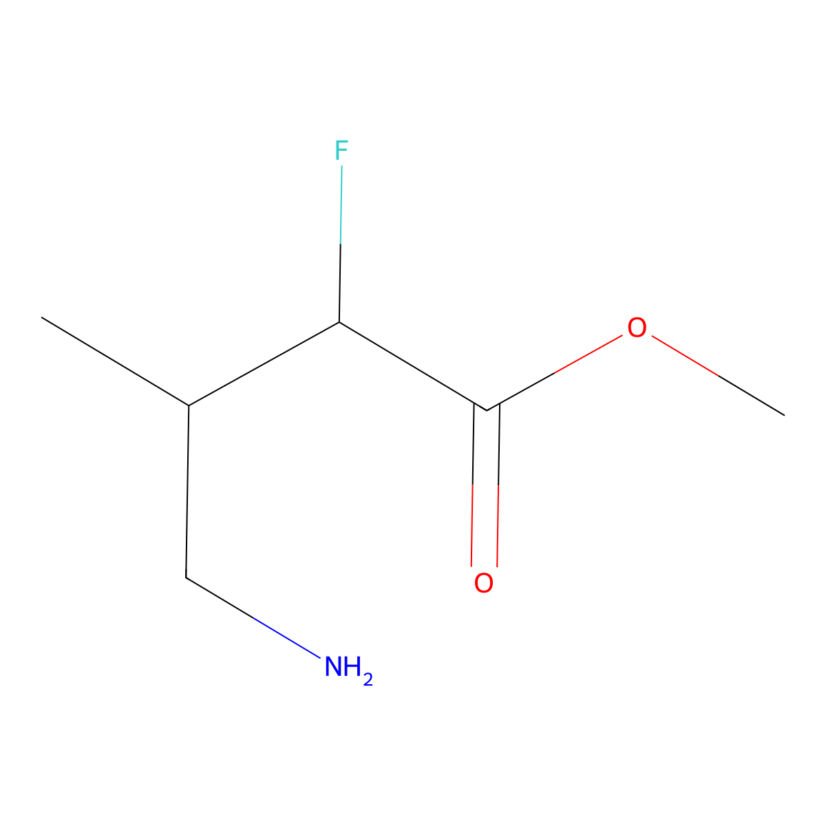 Methyl 4-amino-2-fluoro-3-methylbutanoate molecular structure, CAS 2580207-53-8