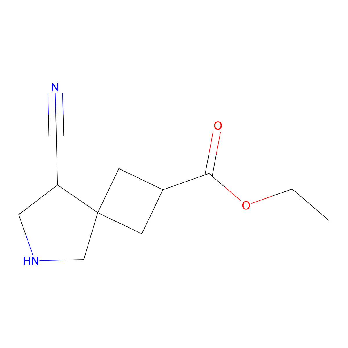 Ethyl 8-cyano-6-azaspiro[3.4]octane-2-carboxylate molecular structure, CAS 2580207-55-0