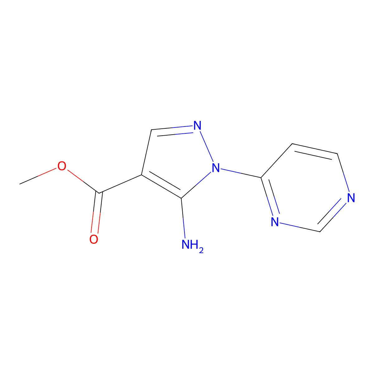 methyl 5-amino-1-(pyrimidin-4-yl)-1H-pyrazole-4-carboxylate molecular structure, CAS 2580207-56-1