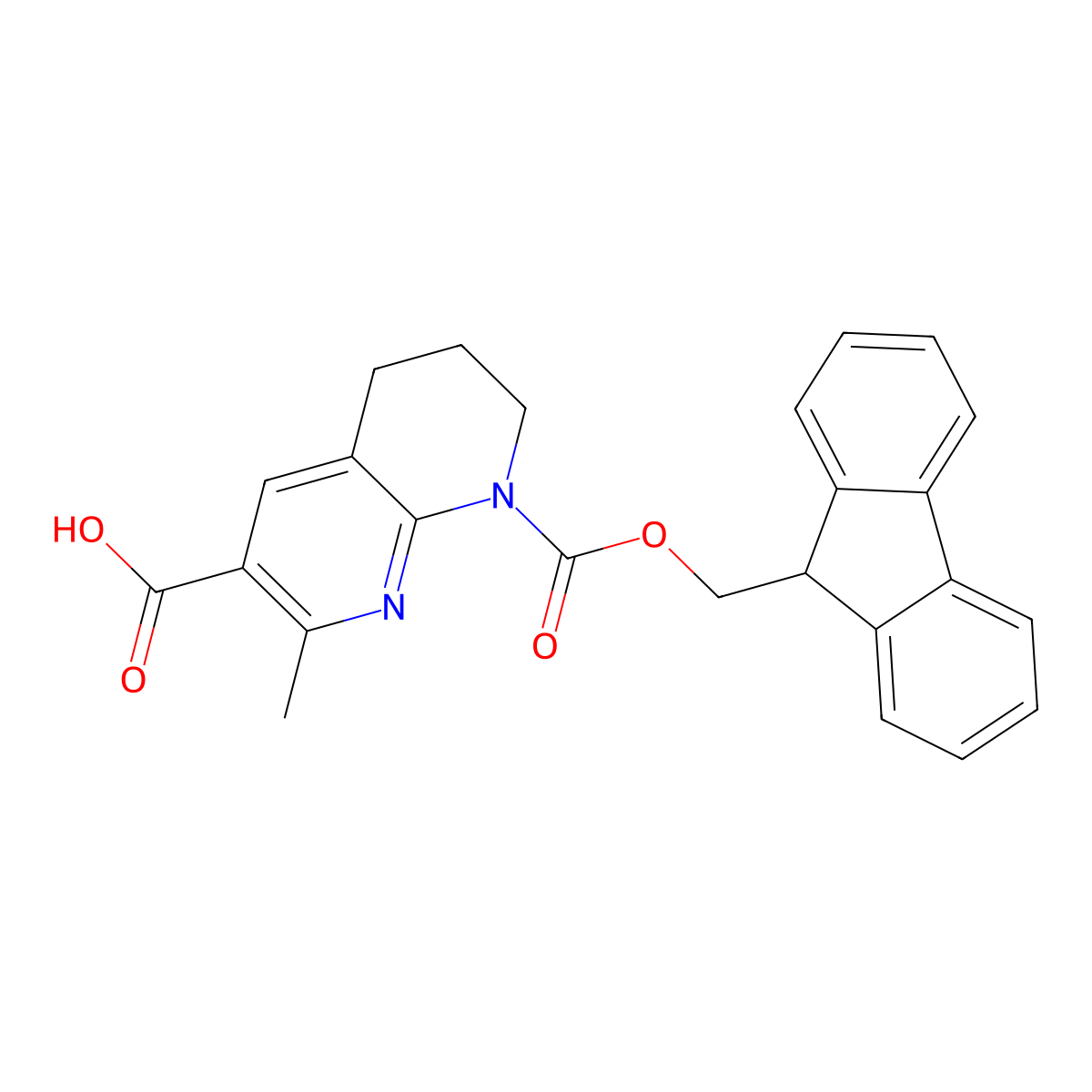 8-{[(9H-fluoren-9-yl)methoxy]carbonyl}-2-methyl-5,6,7,8-tetrahydro-1,8-naphthyridine-3-carboxylic acid molecular structure, CAS 2580207-66-3