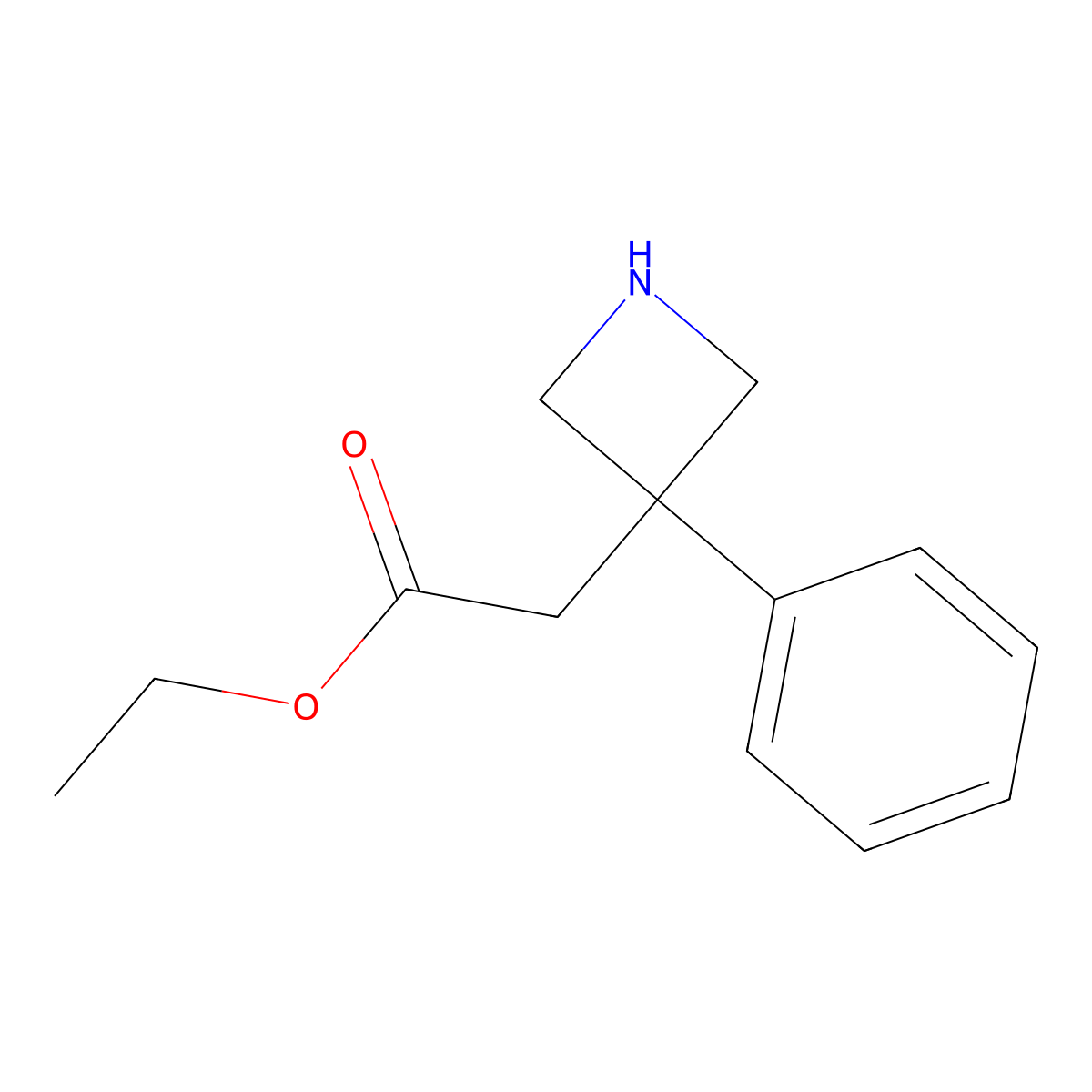 Ethyl 2-(3-phenylazetidin-3-yl)acetate molecular structure, CAS 2580207-88-9