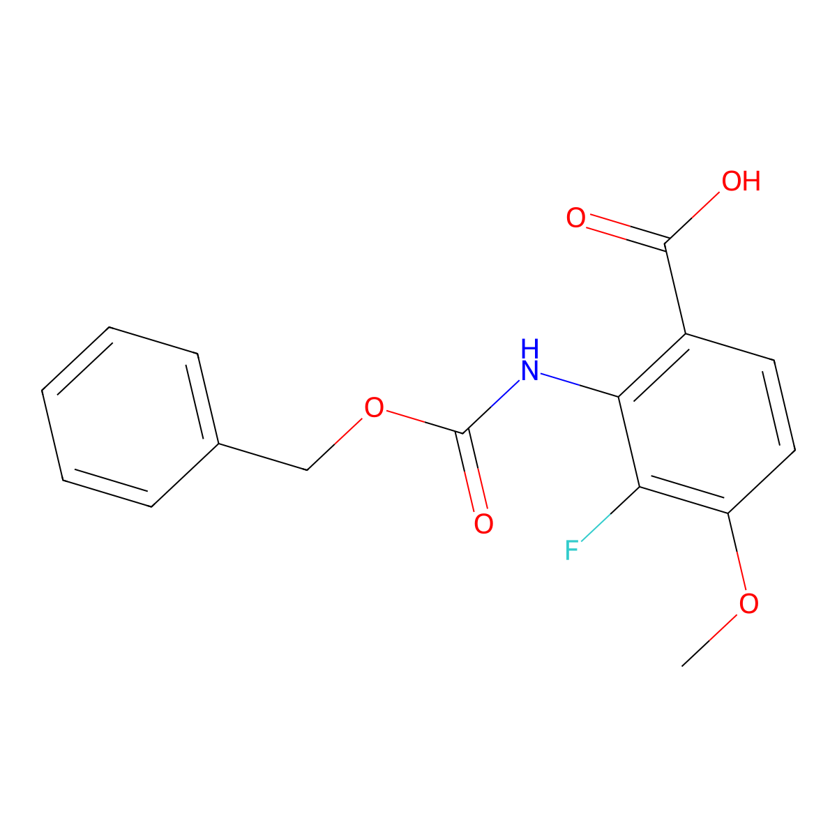 2-{[(Benzyloxy)carbonyl]amino}-3-fluoro-4-methoxybenzoic acid molecular structure, CAS 2580208-00-8