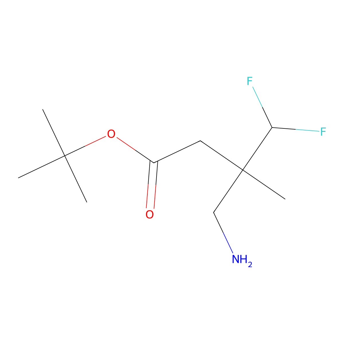 Tert-butyl 4-amino-3-(difluoromethyl)-3-methylbutanoate molecular structure, CAS 2580208-03-1