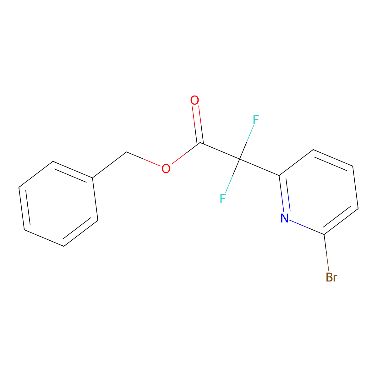 Benzyl 2-(6-bromopyridin-2-yl)-2,2-difluoroacetate molecular structure, CAS 2580208-04-2