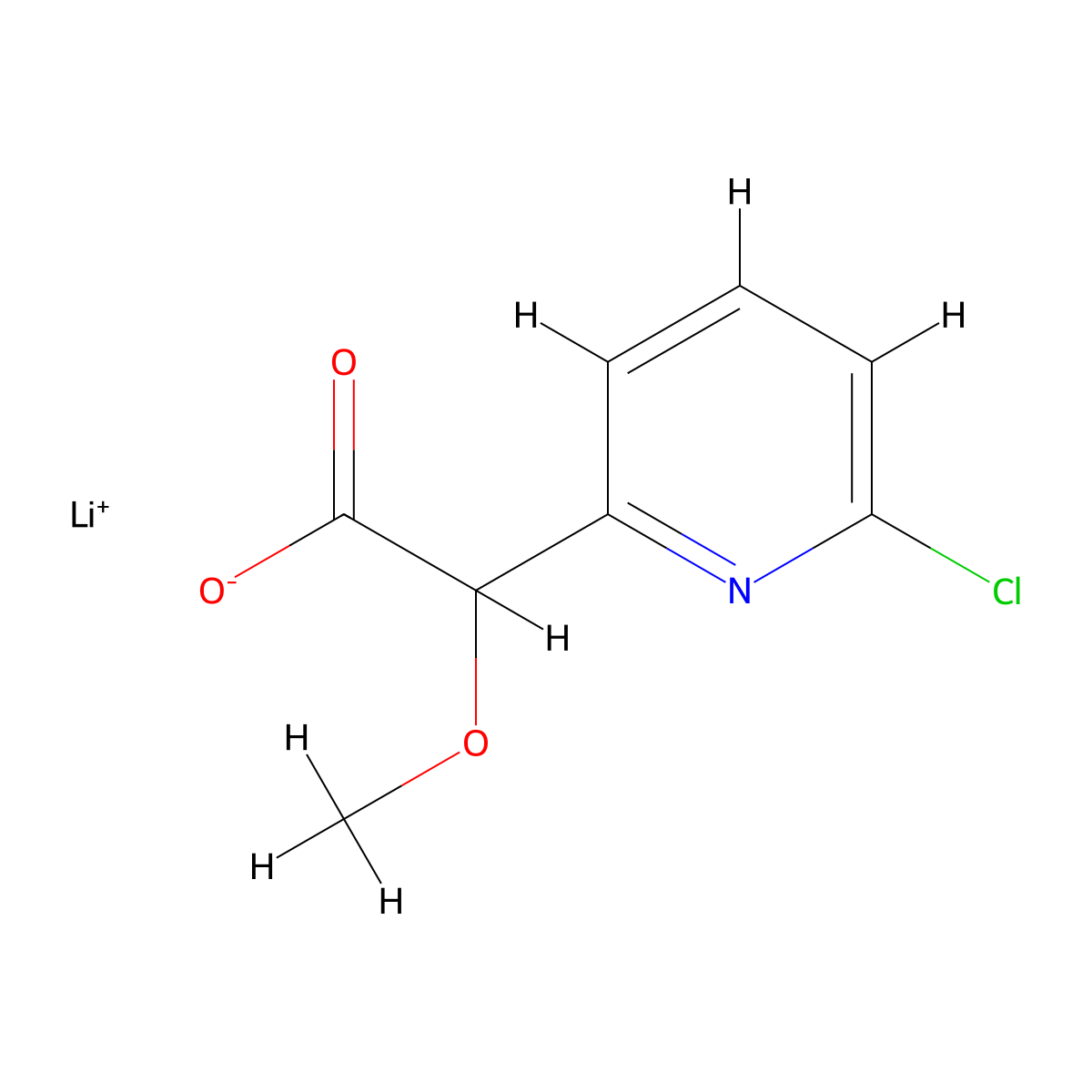 Lithium(1+) 2-(6-chloropyridin-2-yl)-2-methoxyacetate molecular structure, CAS 2580208-08-6