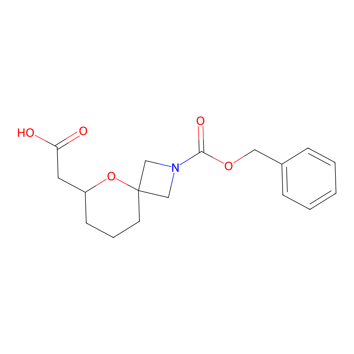 2-{2-[(Benzyloxy)carbonyl]-5-oxa-2-azaspiro[3.5]nonan-6-yl}acetic acid molecular structure, CAS 2580208-15-5