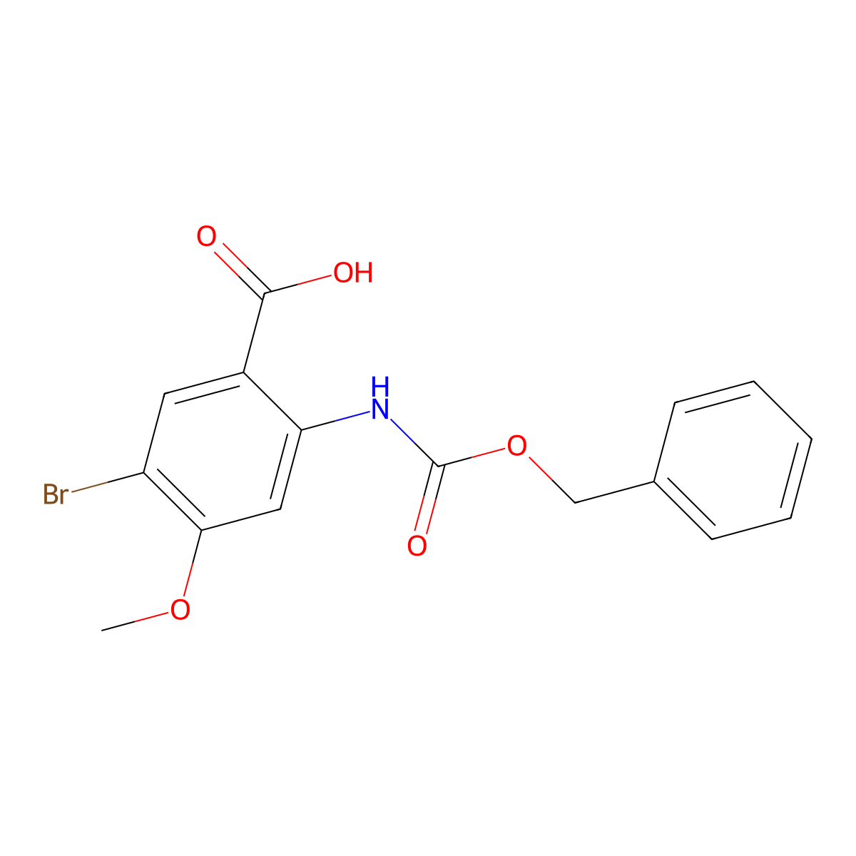 2-{[(Benzyloxy)carbonyl]amino}-5-bromo-4-methoxybenzoic acid molecular structure, CAS 2580208-17-7