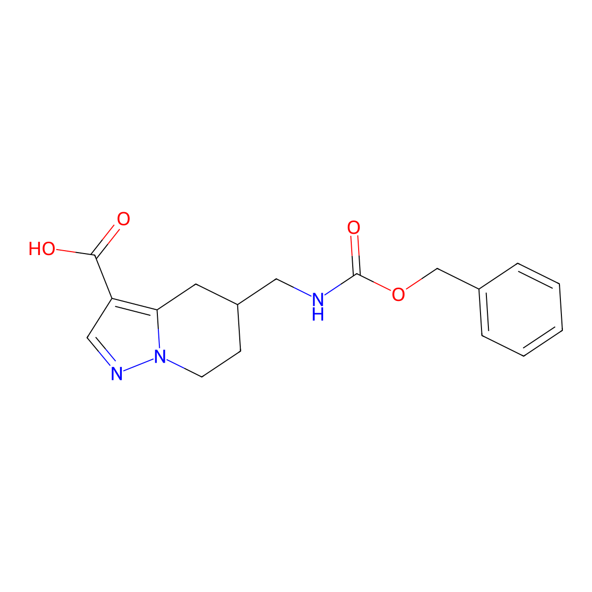 5-({[(benzyloxy)carbonyl]amino}methyl)-4H,5H,6H,7H-pyrazolo[1,5-a]pyridine-3-carboxylic acid molecular structure, CAS 2580208-27-9