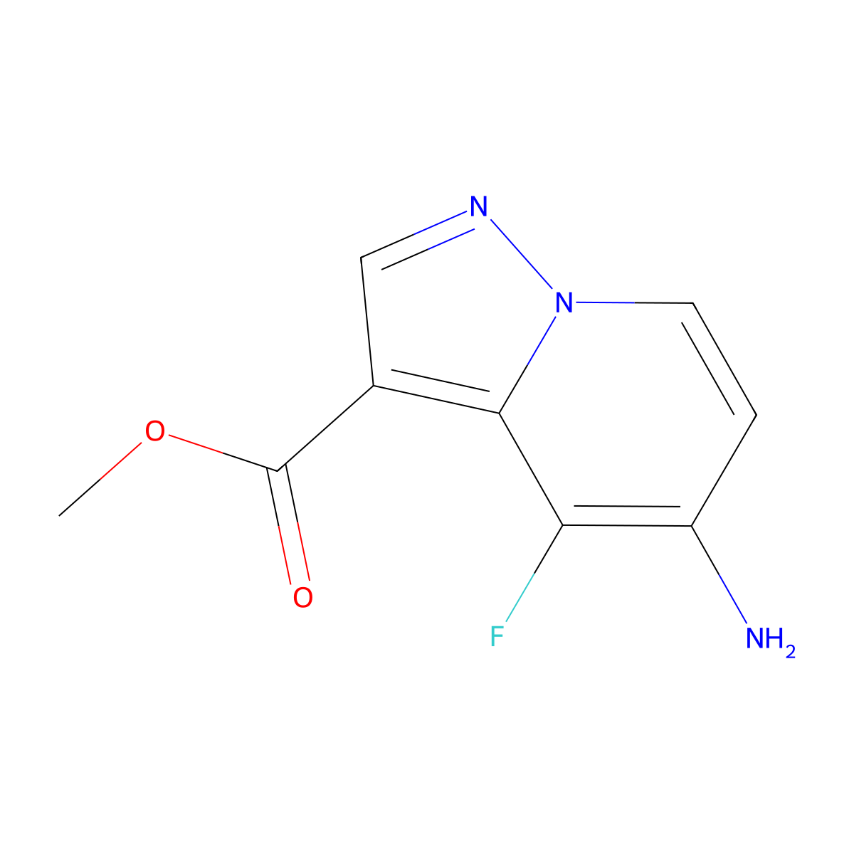Methyl 5-amino-4-fluoropyrazolo[1,5-a]pyridine-3-carboxylate molecular structure, CAS 2580208-33-7