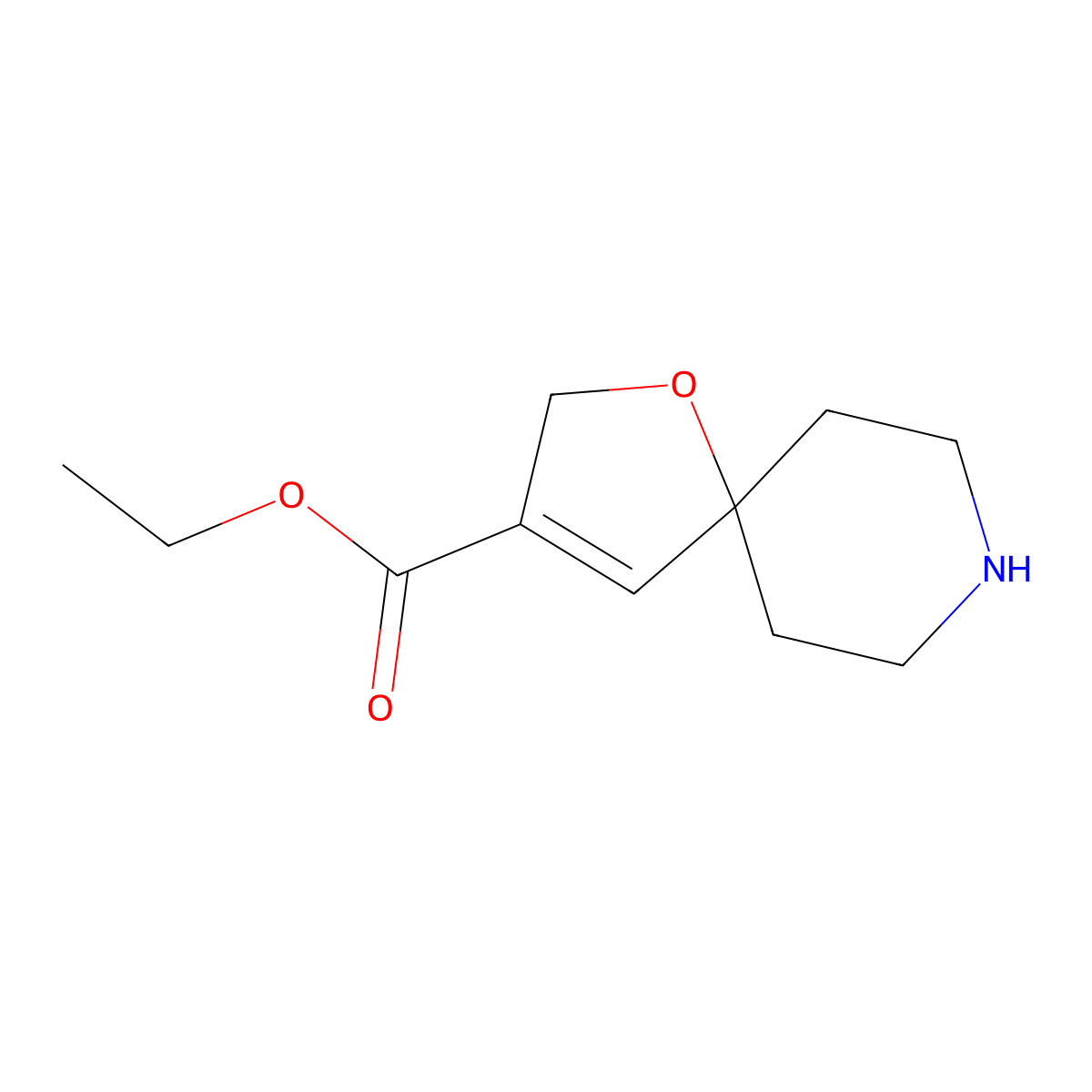 Ethyl 1-oxa-8-azaspiro[4.5]dec-3-ene-3-carboxylate molecular structure, CAS 2580208-34-8