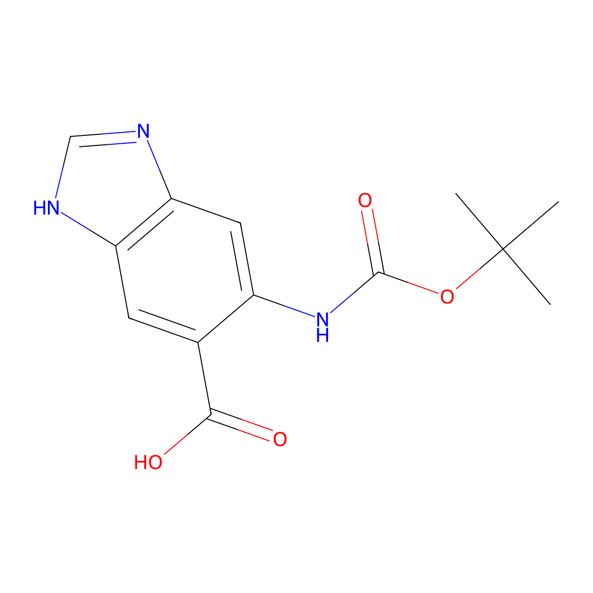 6-{[(tert-butoxy)carbonyl]amino}-1H-1,3-benzodiazole-5-carboxylic acid molecular structure, CAS 2580208-38-2