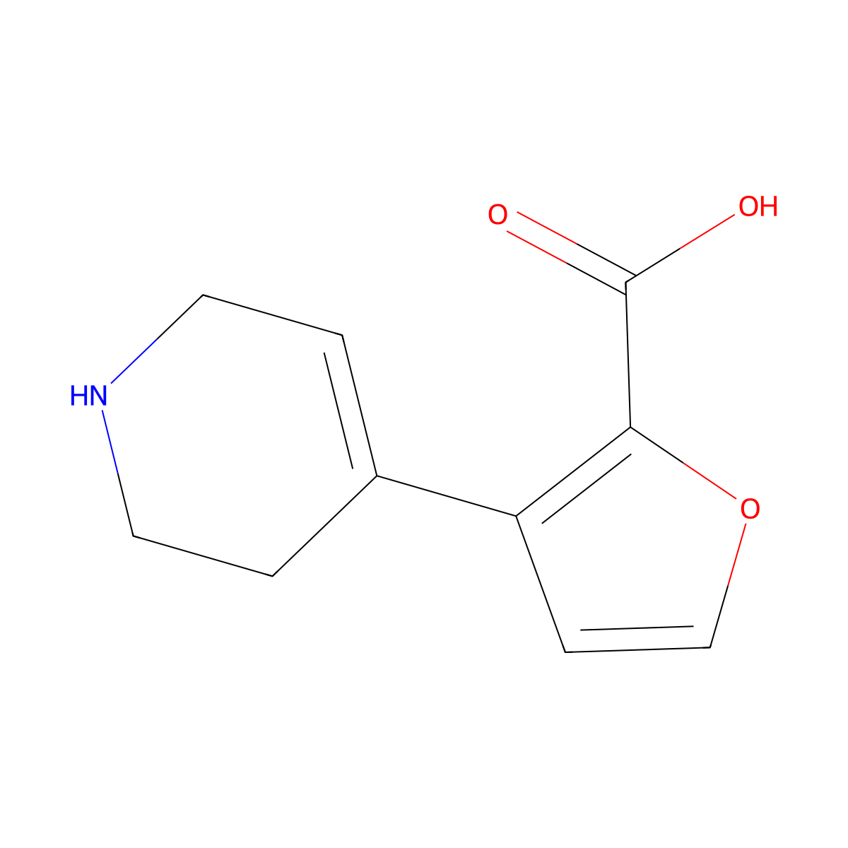 3-(1,2,3,6-Tetrahydropyridin-4-yl)furan-2-carboxylic acid molecular structure, CAS 2580208-43-9