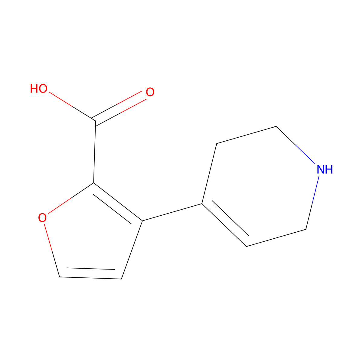 3-(1,2,3,6-Tetrahydropyridin-4-yl)furan-2-carboxylic acid molecular structure, CAS 2580208-43-9