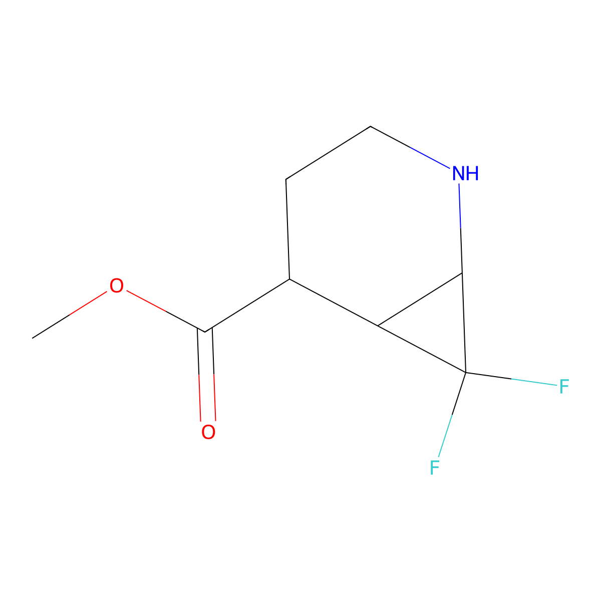Methyl 7,7-difluoro-2-azabicyclo[4.1.0]heptane-5-carboxylate molecular structure, CAS 2580208-44-0