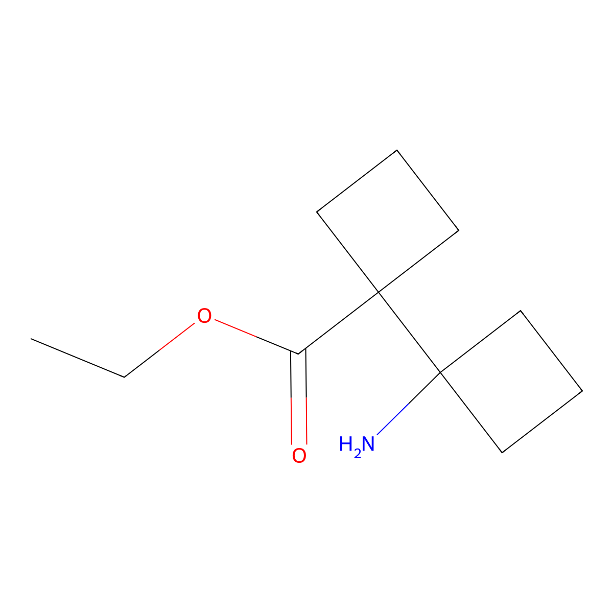 Ethyl 1'-amino-[1,1'-bi(cyclobutane)]-1-carboxylate molecular structure, CAS 2580208-50-8
