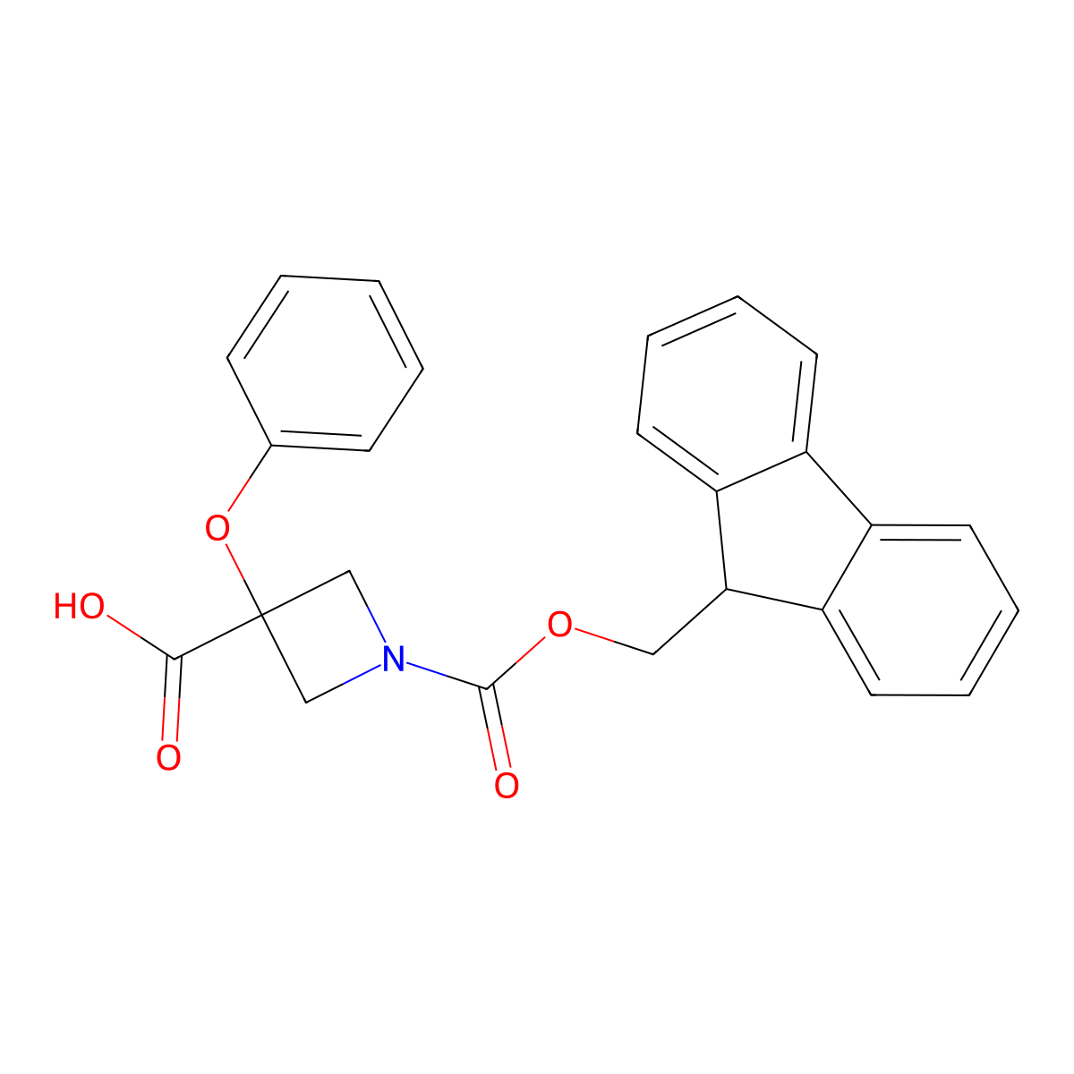 1-{[(9H-fluoren-9-yl)methoxy]carbonyl}-3-phenoxyazetidine-3-carboxylic acid molecular structure, CAS 2580208-54-2