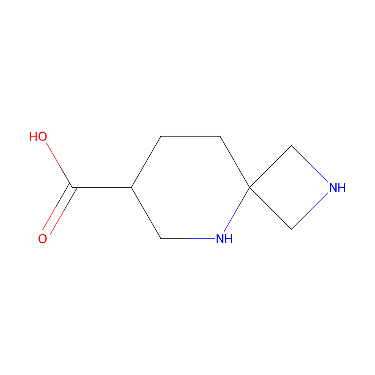 2,5-Diazaspiro[3.5]nonane-7-carboxylic acid molecular structure, CAS 2580208-56-4
