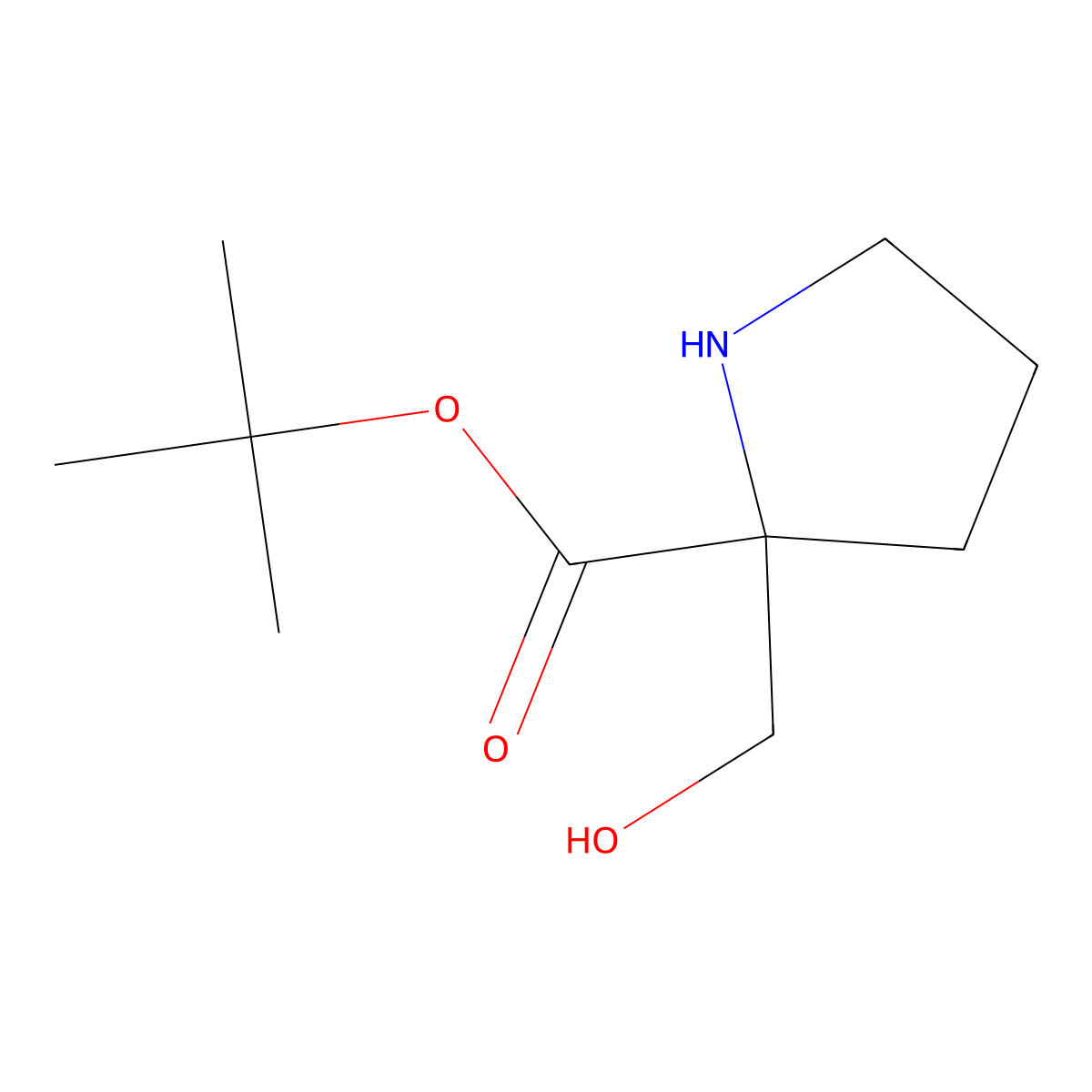 Tert-butyl 2-(hydroxymethyl)pyrrolidine-2-carboxylate molecular structure, CAS 2580208-59-7