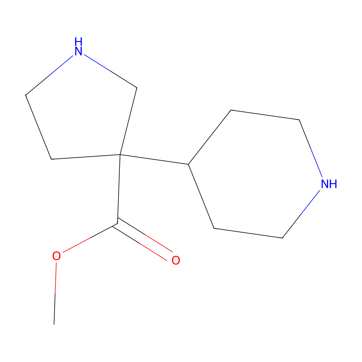 Methyl 3-(piperidin-4-yl)pyrrolidine-3-carboxylate molecular structure, CAS 2580208-60-0